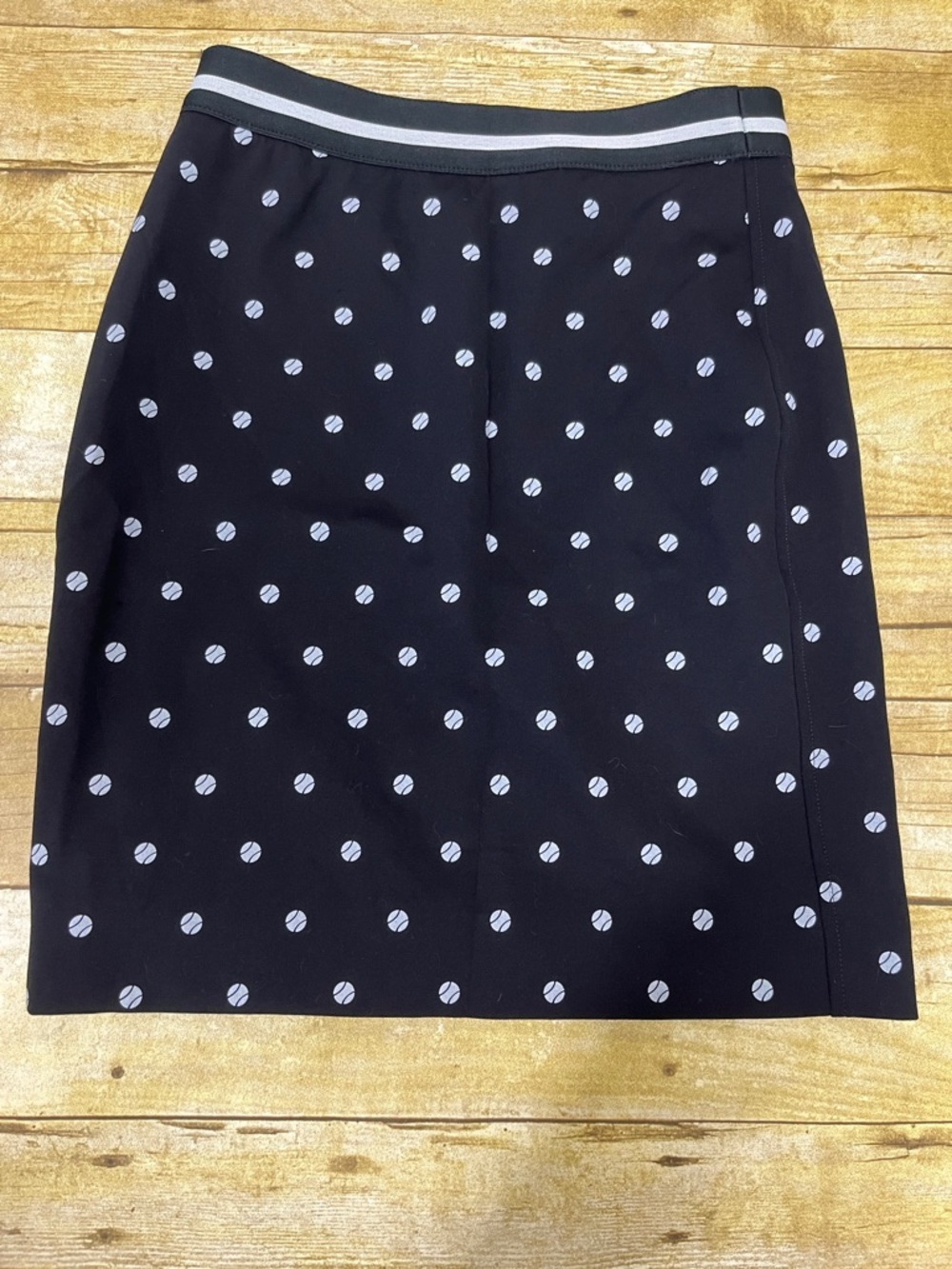 Marc Cain Black Pencil Skirt with White Tennis ball print size N2